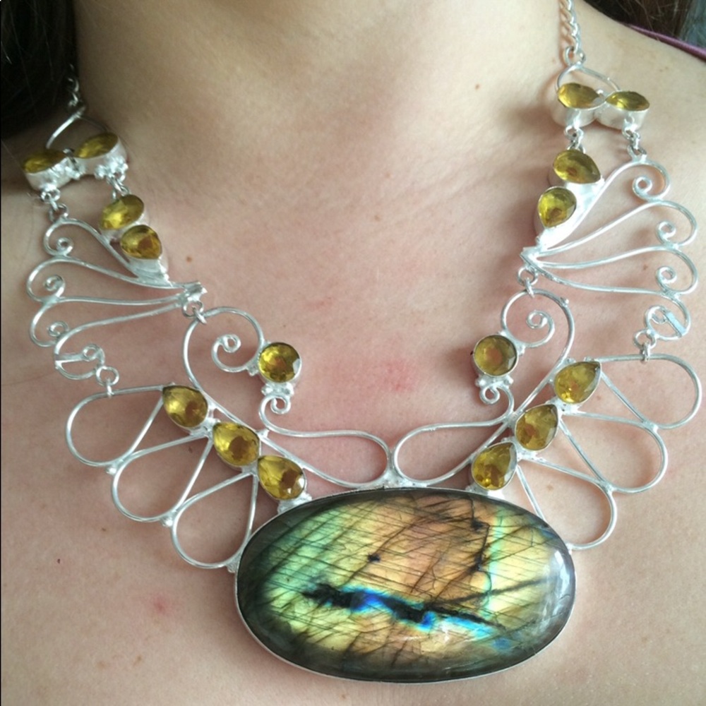 Labradorite & citrine sterling silver statement
